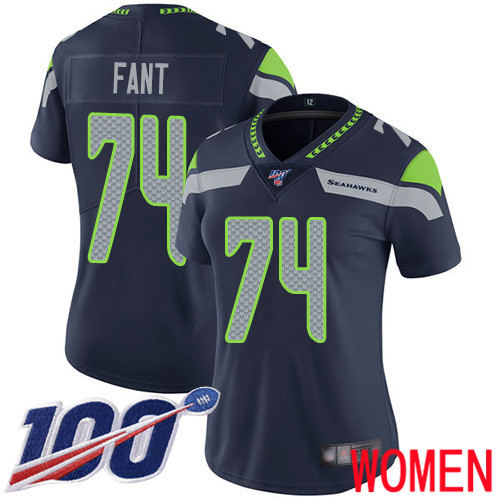 Seattle Seahawks Limited Navy Blue Women George Fant Home Jersey NFL Football 74 100th Season Vapor Untouchable
